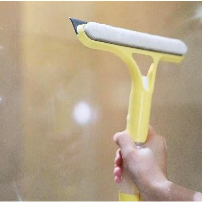 3 in 1 Window Cleaning Tool with Spray, Lightweight Squeegee and Microfiber Scrubber for Car Windshield, Bathroom, Kitchen, Glass, Mirror, and Home Window Surfaces
