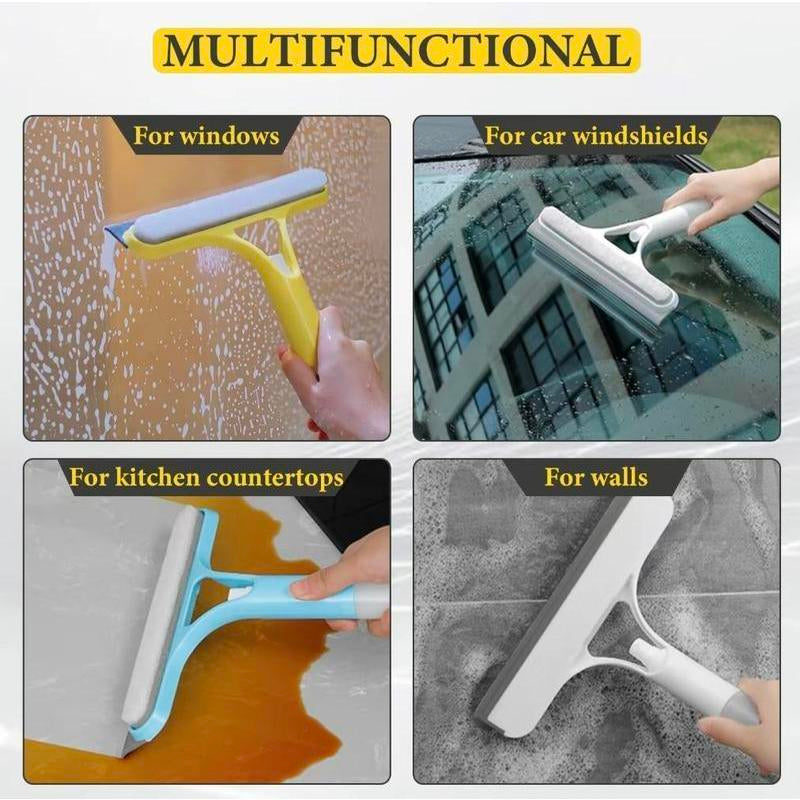 3 in 1 Window Cleaning Tool with Spray, Lightweight Squeegee and Microfiber Scrubber for Car Windshield, Bathroom, Kitchen, Glass, Mirror, and Home Window Surfaces